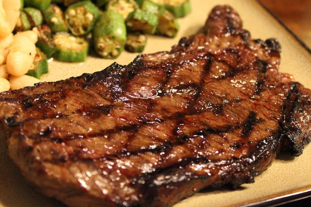 Grill marks on steak